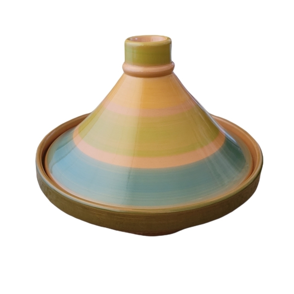 Val Do Sol Portugal Vintage Ceramic Tagine Striped Multicolor Moroccan